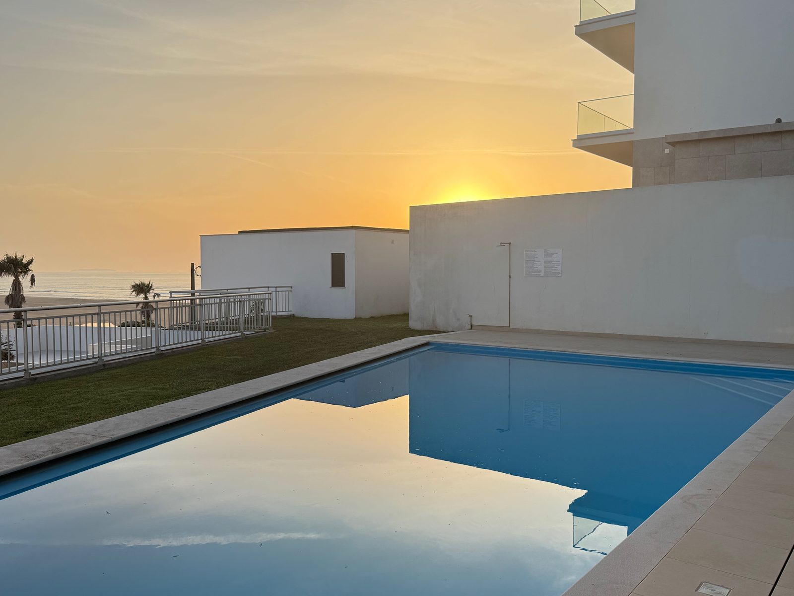 The pool at sunset, above the Atlantic